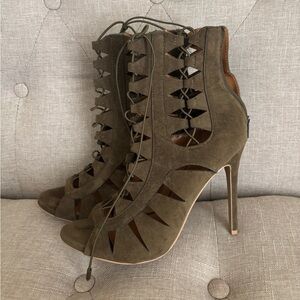 Elegant Olive Lace-Up Heels